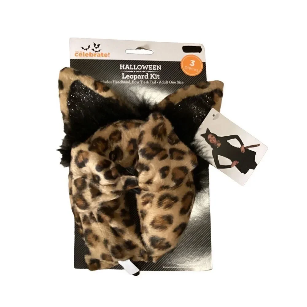 Nwt Leopard Costume Cat Halloween Dress Up Cosplay Ears Tail